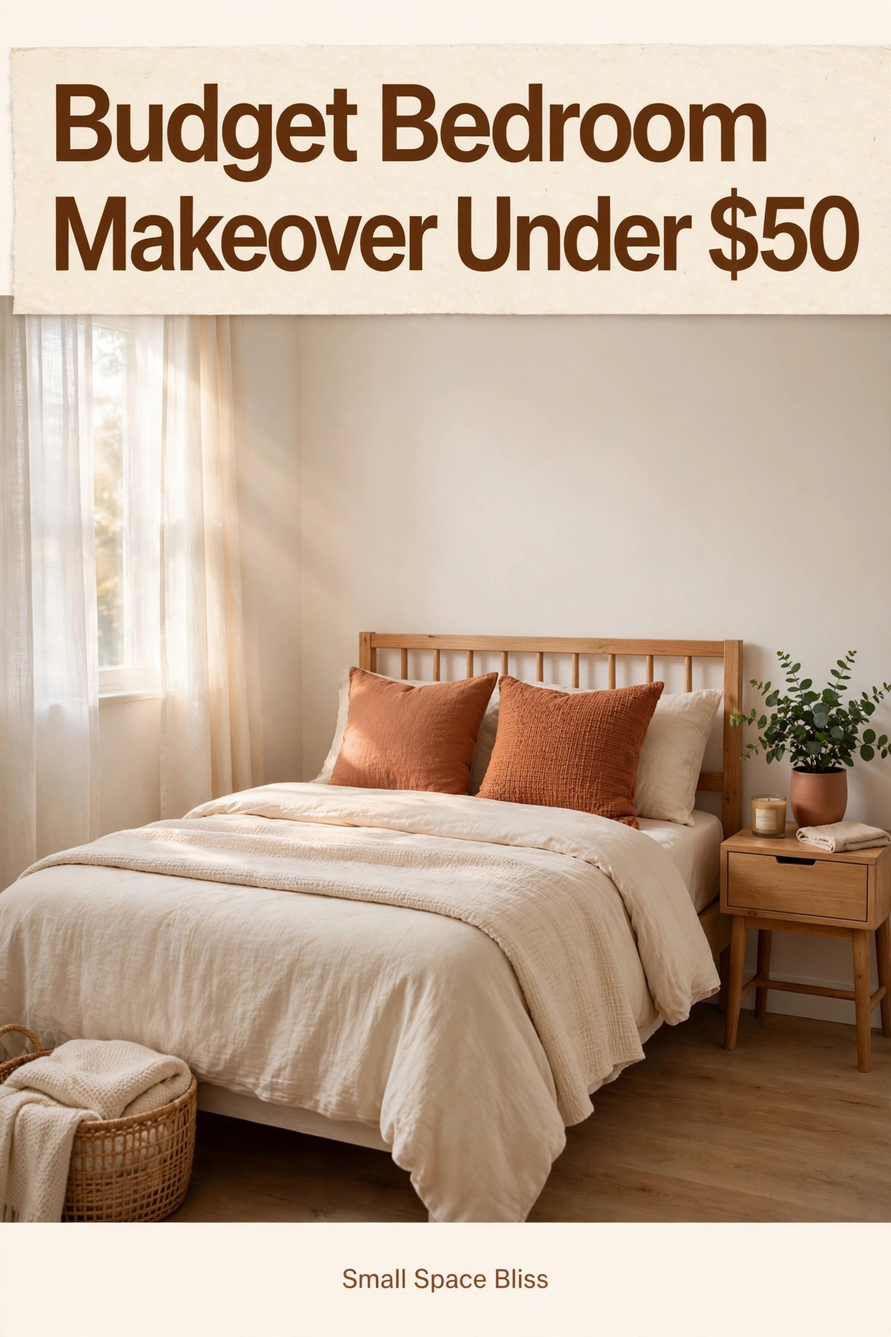 Budget small bedroom makeover with cozy bedding