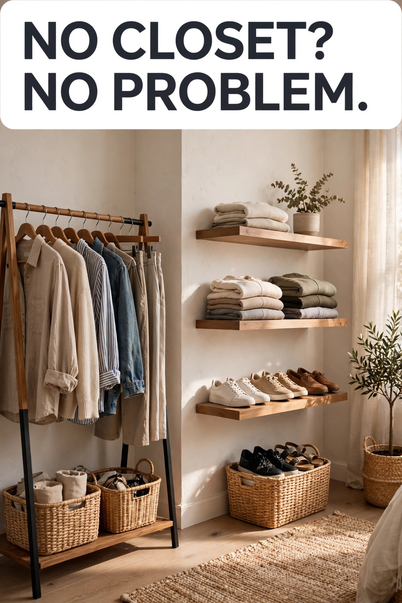 Small apartment storage ideas for a home with no closet